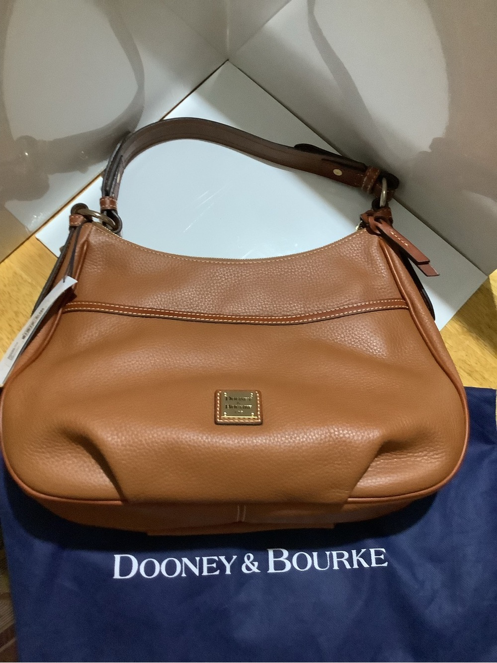 Dooney & Bourke Cognac Pebble Leather Hobo Bag